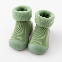 image-Fall/winter baby solid color soft-soled non-slip toddler shoes children's mid-tube indoor snow warm socks shoes plus velvet thickening