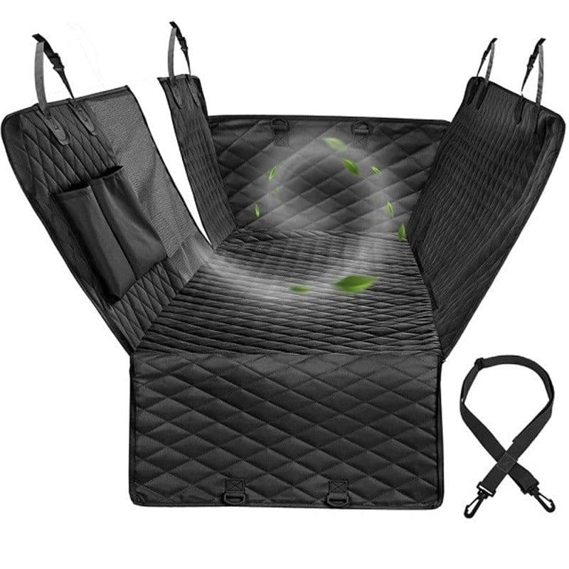 image-Custom gray mesh waterproof pet mat quilted cotton dog car mat car safety rope rear seat pet mat wholesale