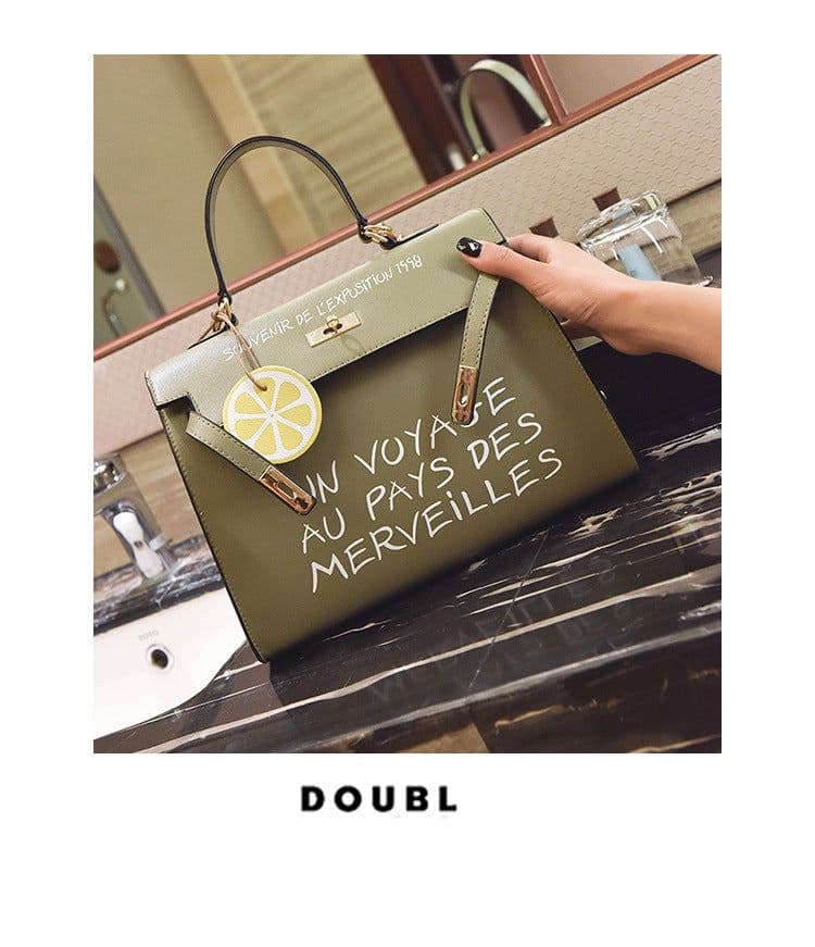 image-New wild women's bag trend PU bag simple Kelly letter handbag fashion casual shoulder Messenger bag wholesale