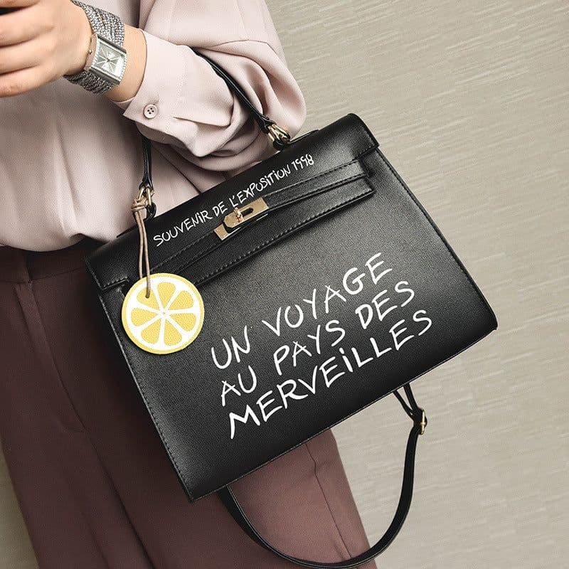 image-New wild women's bag trend PU bag simple Kelly letter handbag fashion casual shoulder Messenger bag wholesale
