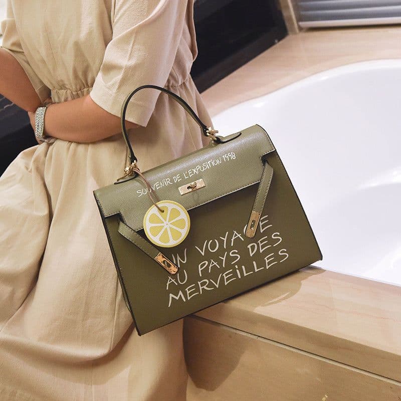 image-New wild women's bag trend PU bag simple Kelly letter handbag fashion casual shoulder Messenger bag wholesale