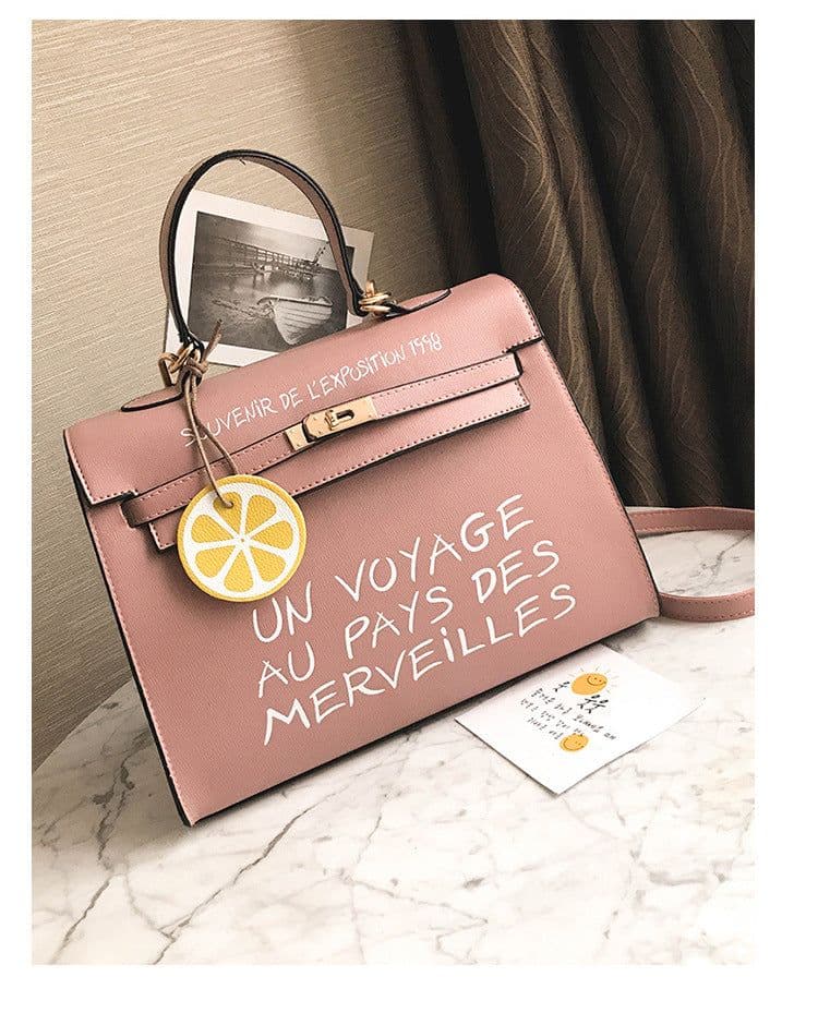 image-New wild women's bag trend PU bag simple Kelly letter handbag fashion casual shoulder Messenger bag wholesale