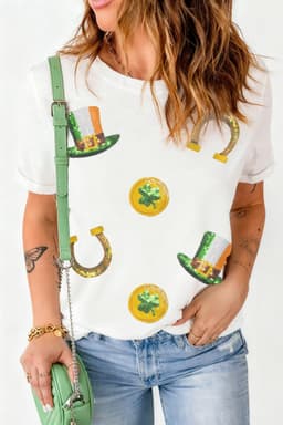 image-White St Patricks Day Sequin T-Shirt
