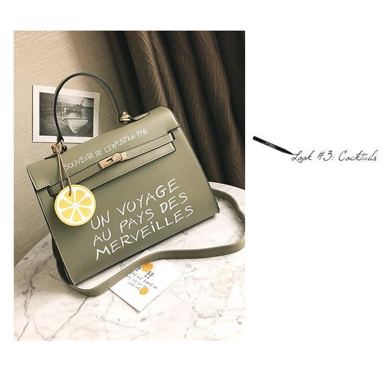 image-New wild women's bag trend PU bag simple Kelly letter handbag fashion casual shoulder Messenger bag wholesale