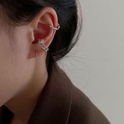 image-Korean Super Fairy Tassel High-end Earrings Chain Small Ear Wire Earrings S925 Silver Needle Earrings Clip Women's Face Slimming