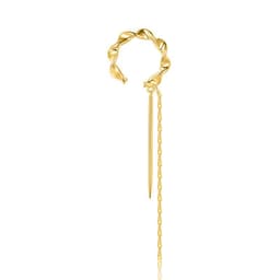 image-Korean Super Fairy Tassel High-end Earrings Chain Small Ear Wire Earrings S925 Silver Needle Earrings Clip Women's Face Slimming