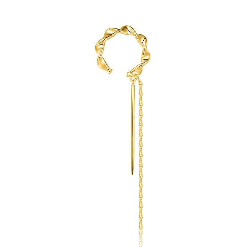 image-Korean Super Fairy Tassel High-end Earrings Chain Small Ear Wire Earrings S925 Silver Needle Earrings Clip Women's Face Slimming