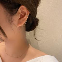 image-Korean Super Fairy Tassel High-end Earrings Chain Small Ear Wire Earrings S925 Silver Needle Earrings Clip Women's Face Slimming