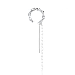 image-Korean Super Fairy Tassel High-end Earrings Chain Small Ear Wire Earrings S925 Silver Needle Earrings Clip Women's Face Slimming