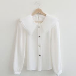 image-Chiffon shirt suit female spring and autumn temperament two-piece design double-layer doll collar top half-length pleated skirt
