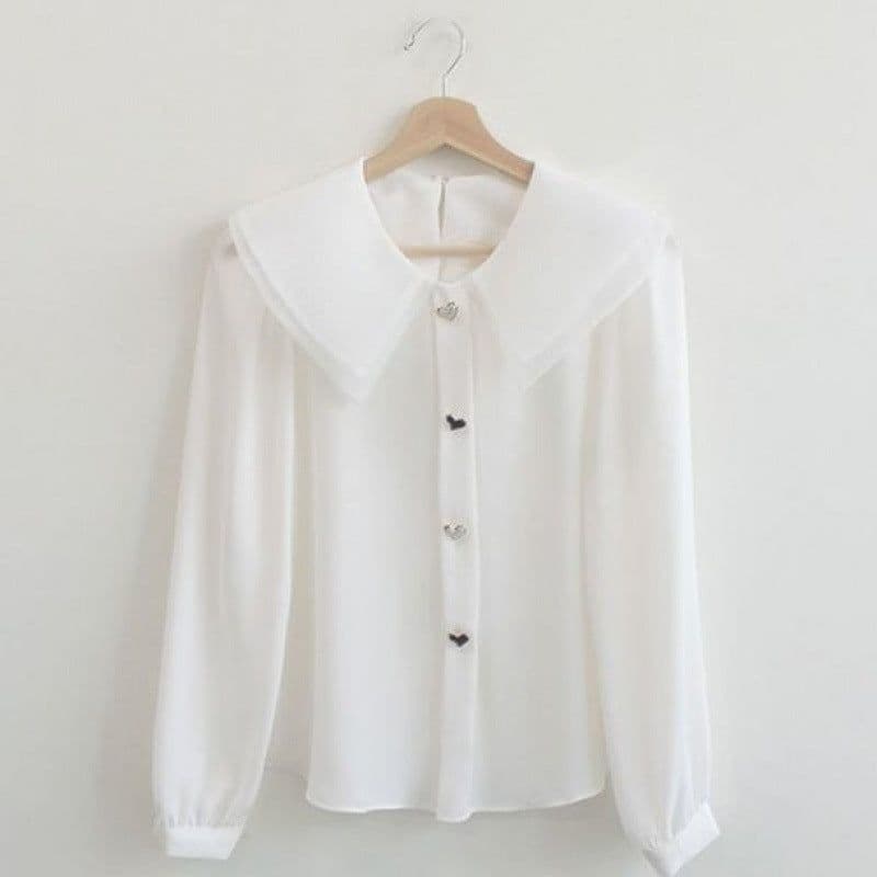 image-Chiffon shirt suit female spring and autumn temperament two-piece design double-layer doll collar top half-length pleated skirt