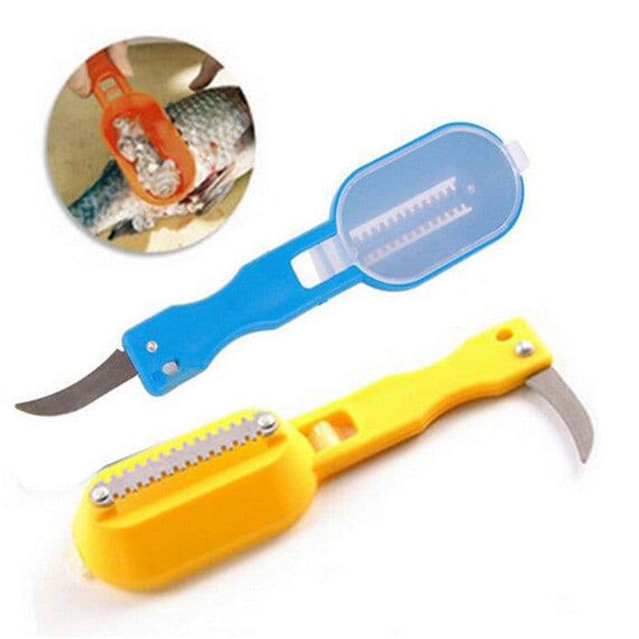 image-Fish Scale Remover Brush - Orange Stainless Steel