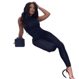 image-European and American foreign trade hot selling hot style 2021 AliExpress summer new style women's sleeveless slim high waist sports jumpsuit