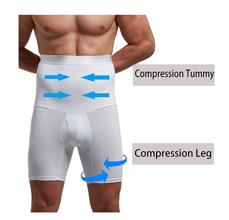 image-Spot European and American men's silicone non-slip high waist slim body shaping pants boxer briefs belly shaping shorts