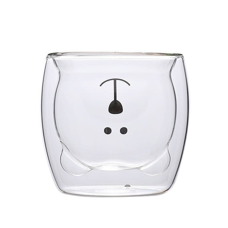 image-Household animal double glass cup bear cup creative personality trend coffee cup juice milk cup ins