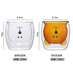 image-Household animal double glass cup bear cup creative personality trend coffee cup juice milk cup ins