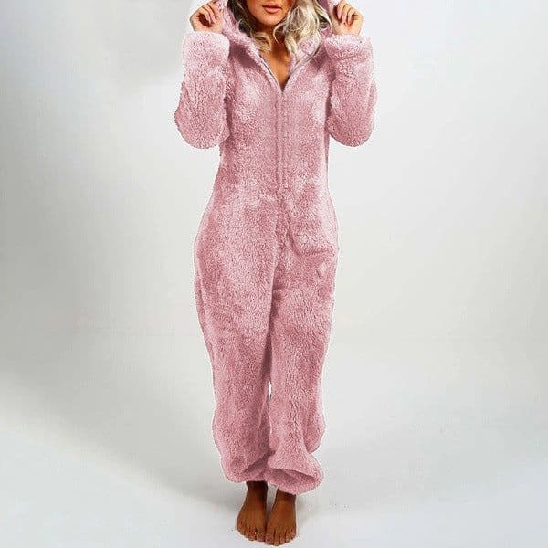image-Autumn and winter women's cross-border foreign trade plus plush thick plush jumpsuit hooded pajamas parent-child wear