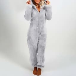 image-Autumn and winter women's cross-border foreign trade plus plush thick plush jumpsuit hooded pajamas parent-child wear