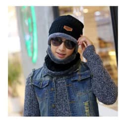 image-Winter hat pullover cap bib suit plus velvet thick woolen cap men's Korean version autumn and winter men's and women's knitted hat