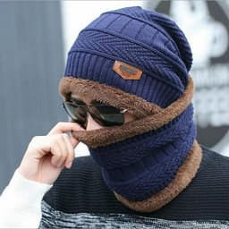 image-Winter hat pullover cap bib suit plus velvet thick woolen cap men's Korean version autumn and winter men's and women's knitted hat