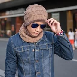 image-Winter hat pullover cap bib suit plus velvet thick woolen cap men's Korean version autumn and winter men's and women's knitted hat