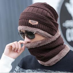 image-Winter hat pullover cap bib suit plus velvet thick woolen cap men's Korean version autumn and winter men's and women's knitted hat