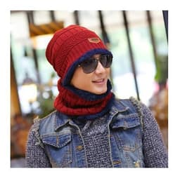 image-Winter hat pullover cap bib suit plus velvet thick woolen cap men's Korean version autumn and winter men's and women's knitted hat