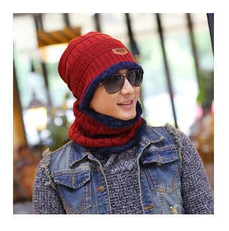 image-Winter hat pullover cap bib suit plus velvet thick woolen cap men's Korean version autumn and winter men's and women's knitted hat