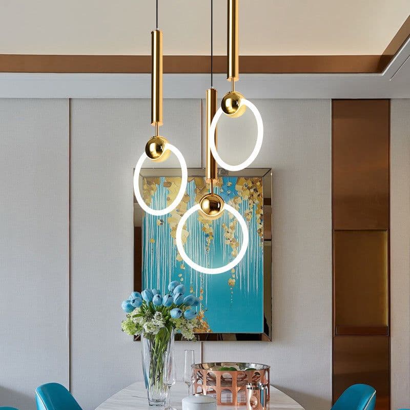 image-Nordic macarons modern minimalist ring chandelier, round single head personality creative iron art dining chandelier wholesale