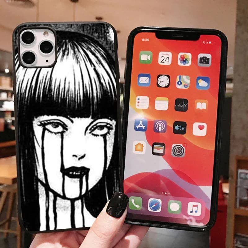 image-Horror comics junji ito Tomie Tees suitable for Samsung S21U mobile phone case black matte soft protection