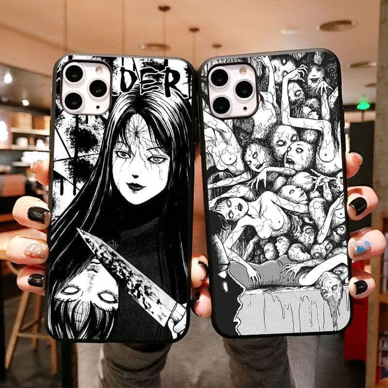 image-Horror comics junji ito Tomie Tees suitable for Samsung S21U mobile phone case black matte soft protection