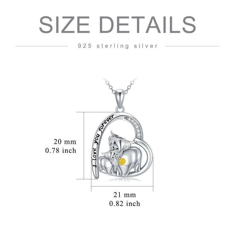 image-Highland Cow Necklace for Women Sterling Silver Mother Daughter Cow Pendant Necklace Mother's Day Gift