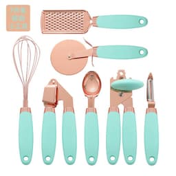 image-Manufacturers stainless steel can opener ice cream spoon pizza slicer planing peeler copper plated 7-piece set of copper plated gadgets