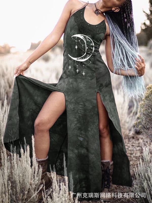 image-Cross-border 2021 European and American new women's clothing, suspenders, long skirts, mid-waist temperament, commuting, retro ethnic style