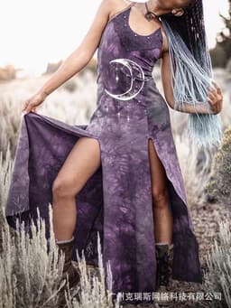 image-Cross-border 2021 European and American new women's clothing, suspenders, long skirts, mid-waist temperament, commuting, retro ethnic style