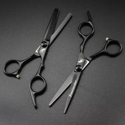 image-6.0 inch high screw black black gold paint hairdressing scissors barber scissors flat scissors bangs scissors thinning scissors