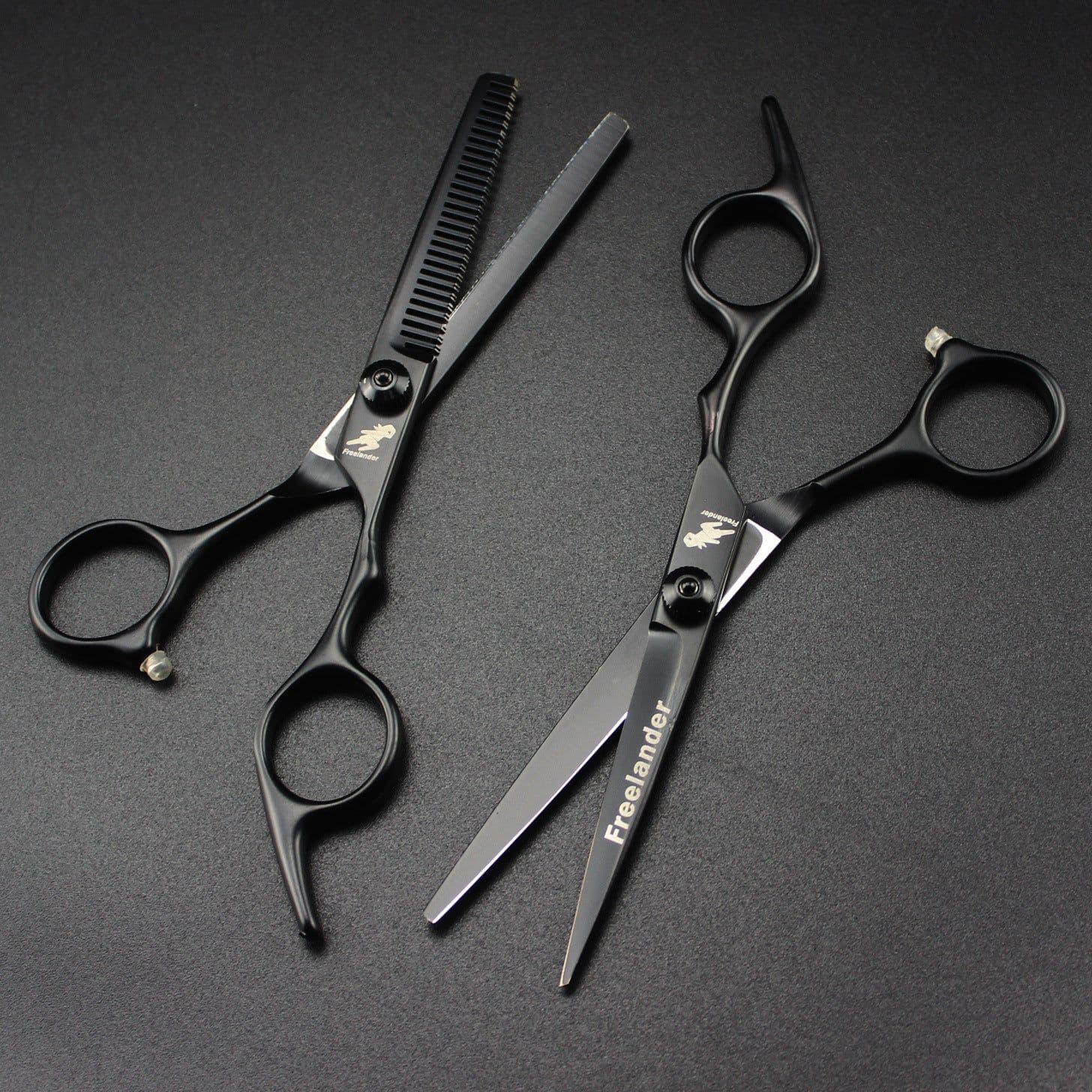 image-6.0 inch high screw black black gold paint hairdressing scissors barber scissors flat scissors bangs scissors thinning scissors