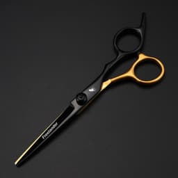 image-6.0 inch high screw black black gold paint hairdressing scissors barber scissors flat scissors bangs scissors thinning scissors