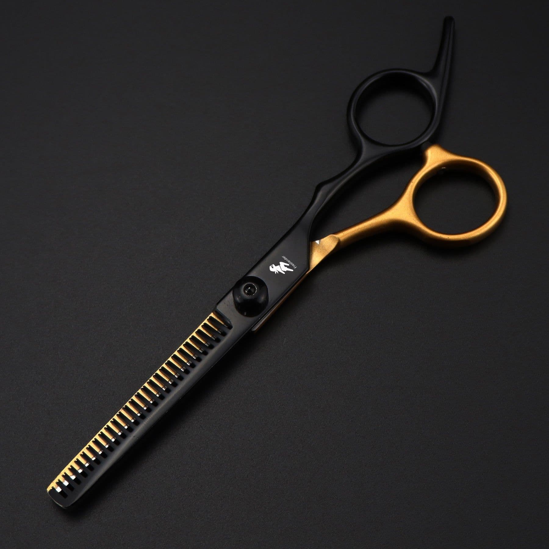 image-6.0 inch high screw black black gold paint hairdressing scissors barber scissors flat scissors bangs scissors thinning scissors