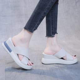 image-Thick-soled wedge sandals women's 2021 new summer high-heeled fish mouth women's shoes soft leather increased platform shoes