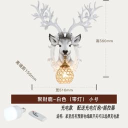 image-Retro wall lamp European light luxury deer head creative living room wall hanging lamp Nordic style bedroom aisle corridor crystal lamp
