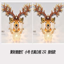image-Retro wall lamp European light luxury deer head creative living room wall hanging lamp Nordic style bedroom aisle corridor crystal lamp