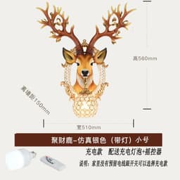 image-Retro wall lamp European light luxury deer head creative living room wall hanging lamp Nordic style bedroom aisle corridor crystal lamp