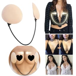 image-Frontless Bra Shaped Chest Sticker Adjustable Thin Silicone Anti-bump Solid Nipple Sticker Beautiful Shaped Chest Sticker