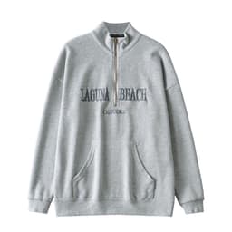 image-BM style student pullover sweater women loose lapel zipper letter embroidery coat autumn and winter college style jacket