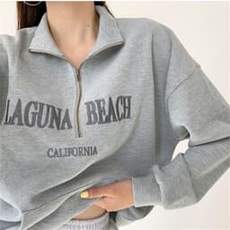 image-BM style student pullover sweater women loose lapel zipper letter embroidery coat autumn and winter college style jacket
