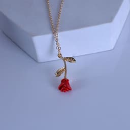 image-European and American new jewelry creative drop red rose pendant necklace for girlfriend Valentine's Day gift
