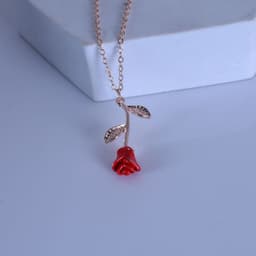 image-European and American new jewelry creative drop red rose pendant necklace for girlfriend Valentine's Day gift