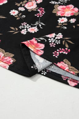 image-Black Floral Spaghetti Straps Strappy Back Tank Top