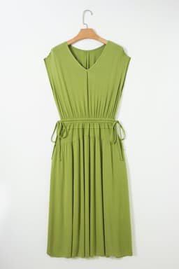 image-Fern Green V Neck Cap Sleeve Maxi Dress